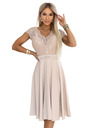 numoco LINDA Selyemszerű légies ruha csipkés nyakkivágással - bézs