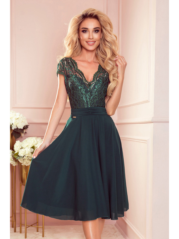 numoco Sifon ruha csipkés nyakkivágással - zöld Numoco LINDA