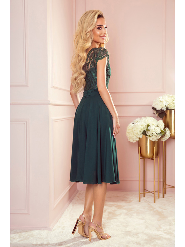 numoco Sifon ruha csipkés nyakkivágással - zöld Numoco LINDA