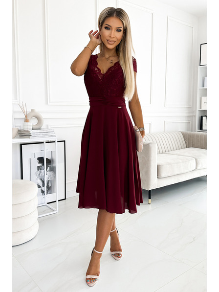 numoco Sifon ruha csipkés nyakkivágással - bordó Numoco LINDA Numoco LINDA