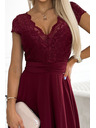 numoco Sifon ruha csipkés nyakkivágással - bordó Numoco LINDA Numoco LINDA