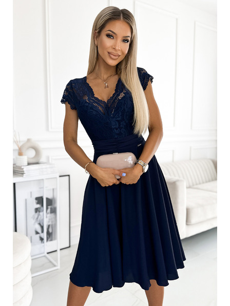 numoco Sifon ruha csipkés nyakkivágással - sötétkék Numoco LINDA Numoco LINDA