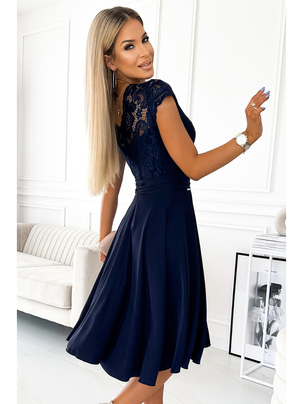 numoco Sifon ruha csipkés nyakkivágással - sötétkék Numoco LINDA Numoco LINDA