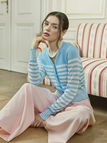Orsay ORSAY Világoskék csíkos női kardigán