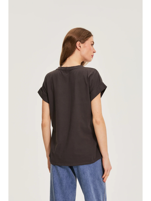 Moodo Mintás pamut blúz szürke Moodo