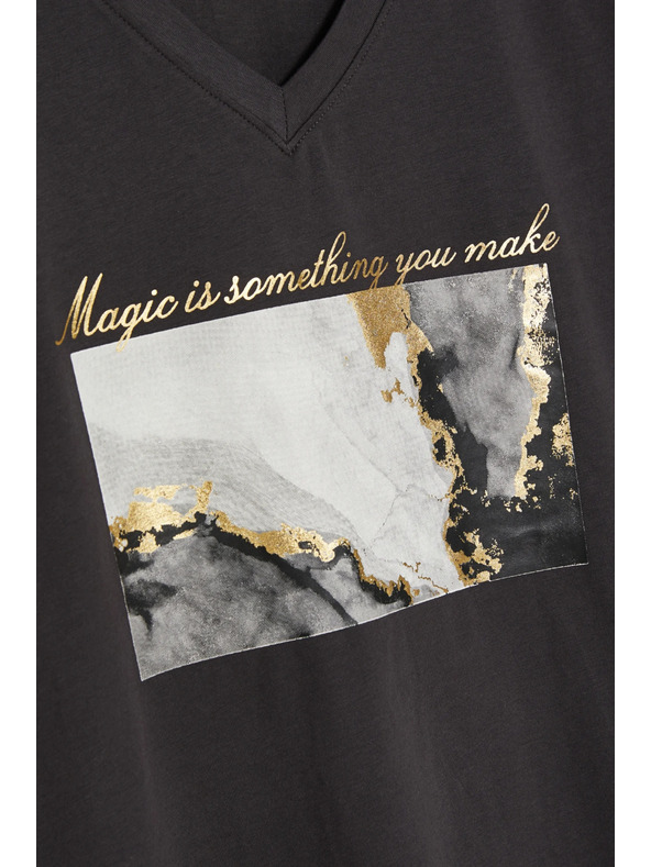 Moodo Mintás pamut blúz szürke Moodo