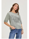 Moodo Gyöngyös pamut blúz olívazöld Moodo