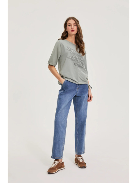 Moodo Gyöngyös pamut blúz olívazöld Moodo