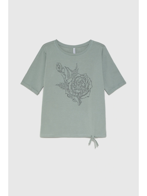 Moodo Gyöngyös pamut blúz olívazöld Moodo