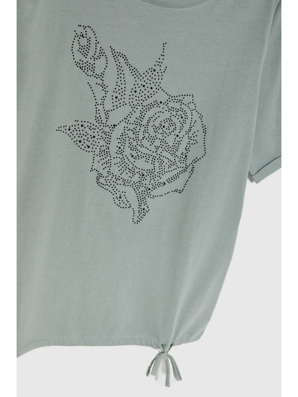 Moodo Gyöngyös pamut blúz olívazöld Moodo