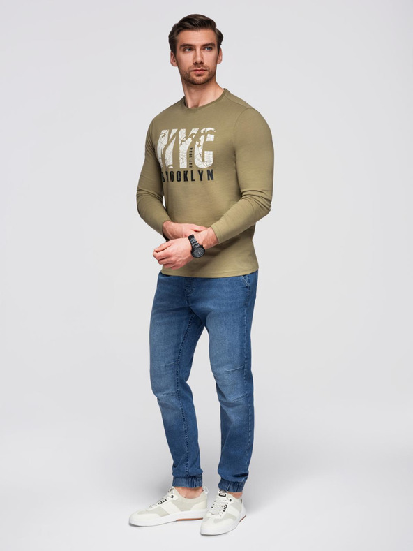 Ombre Clothing Férfi farmernadrág JOGGERS mosott hatással - kék V2 OM-PADJ-0267 Ombre Clothing