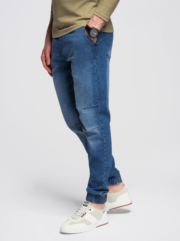 Ombre Clothing Férfi farmernadrág JOGGERS mosott hatással - kék V2 OM-PADJ-0267 Ombre Clothing