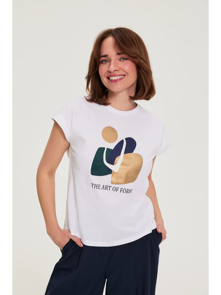 Moodo Fehér pamut blúz nyomattal Moodo