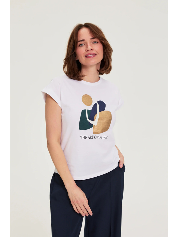 Moodo Fehér pamut blúz nyomattal Moodo