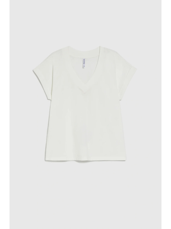 Moodo Pamut blúz V-nyakkivágással fehér Moodo