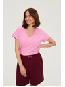 Moodo Pamut blúz V-nyakkivágással rózsaszín Moodo
