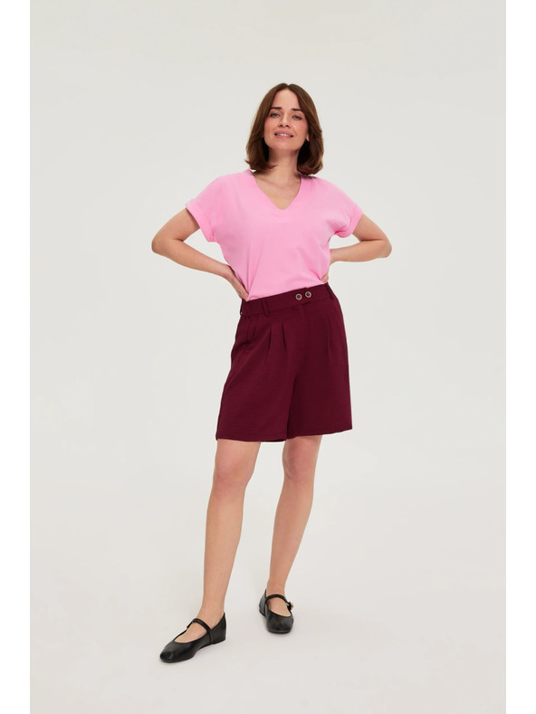 Moodo Pamut blúz V-nyakkivágással rózsaszín Moodo