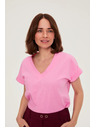 Moodo Pamut blúz V-nyakkivágással rózsaszín Moodo