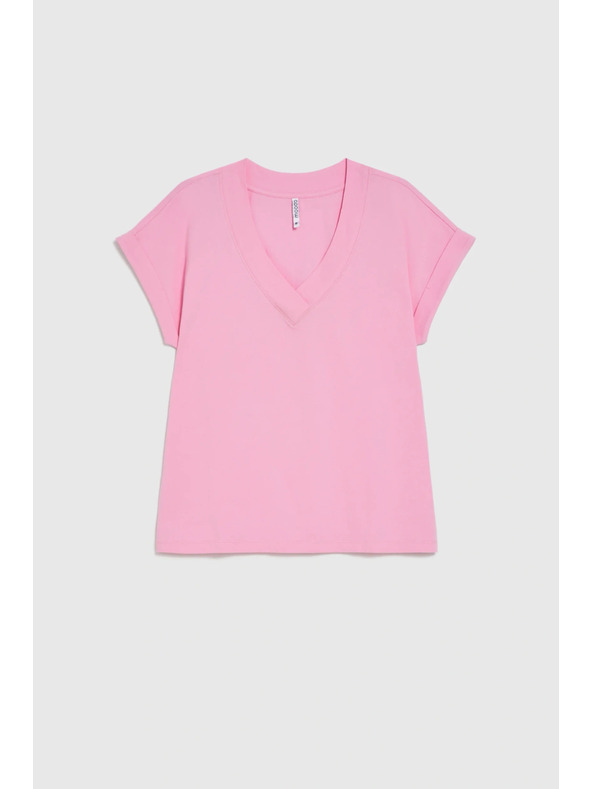 Moodo Pamut blúz V-nyakkivágással rózsaszín Moodo