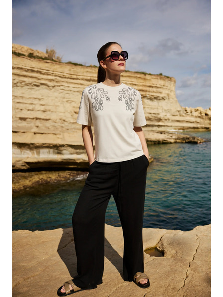 Moodo Fehér pamut blúz nyomattal Moodo