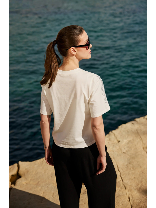 Moodo Fehér pamut blúz nyomattal Moodo