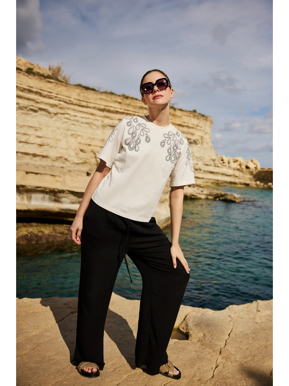 Moodo Fehér pamut blúz nyomattal Moodo