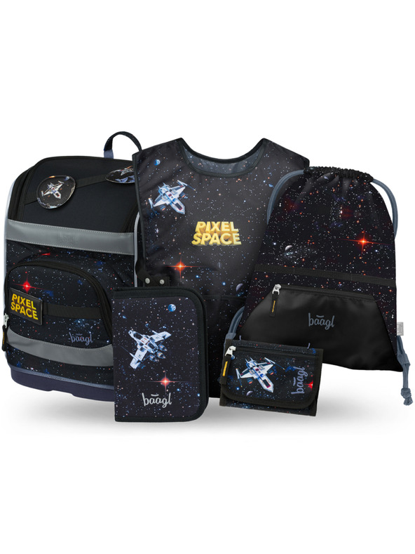 BAAGL  BAAGL SET 5 Zippy Plus Pixel Space: táska, tolltartó, zsák, kötény, pénztárca