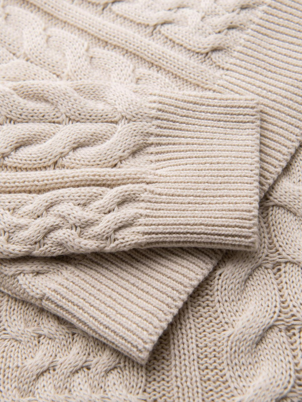 Ombre Clothing Elegáns férfi pulóver érdekes kötéssel - ekrü V1 OM-SWSW-0173 Ombre Clothing