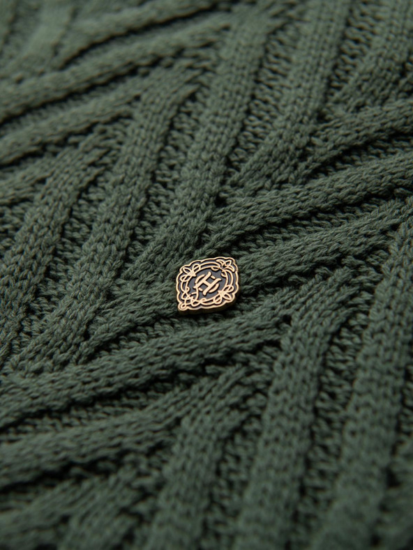 Ombre Clothing Férfi pulóver cikk-cakk kötésből - halványzöld V2 OM-SWSW-0147 Ombre Clothing