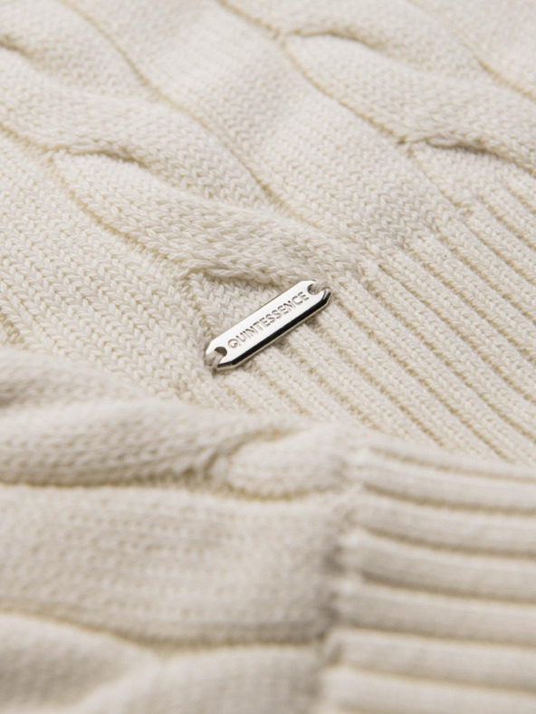 Ombre Clothing Férfi kötött magasított nyak zipperrel - krémszínű V1 OM-SWZS-0138 Ombre Clothing