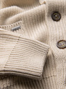 Ombre Clothing Férfi pamut pulóver sálgalléros nyakkivágással - bézs V2 OM-SWCD-0153 Ombre Clothing