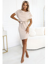 numoco 240-5 ROXI aszimmetrikus szoknyás övvel ellátott ruha - bézs