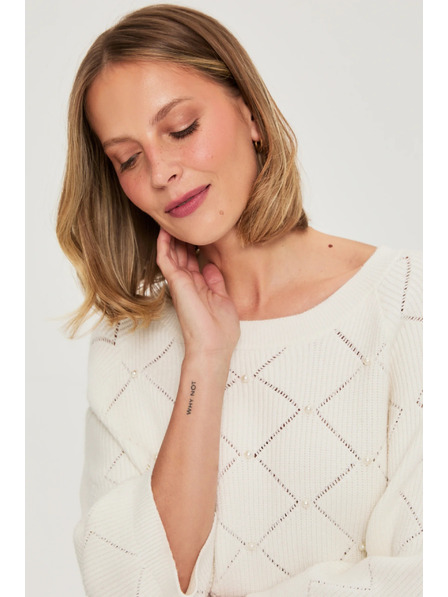 Moodo Bézs gyöngyös pulóver Moodo