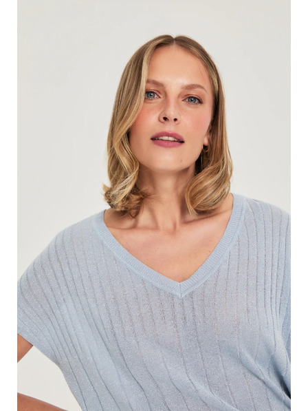 Moodo Világoskék rövid ujjú pulóver Moodo