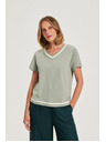 Moodo Olívazöld V-nyakú blúz Moodo