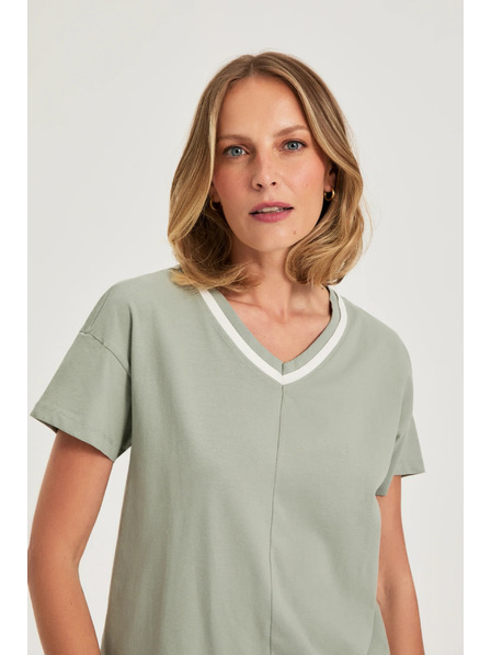 Moodo Olívazöld V-nyakú blúz Moodo