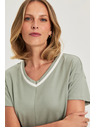 Moodo Olívazöld V-nyakú blúz Moodo