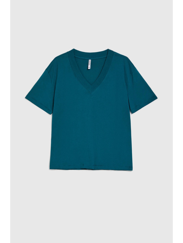 Moodo Pamut póló "V" nyakkivágással zöld Moodo