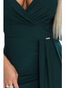 numoco Elegáns hosszú ruha omotó kivágással és hasítással - üvegzöld