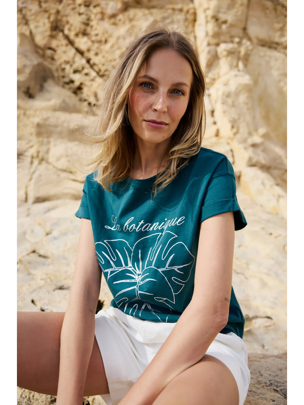 Moodo Pamut póló zöld nyomtatással Moodo