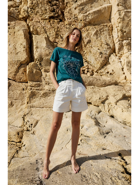 Moodo Pamut póló zöld nyomtatással Moodo