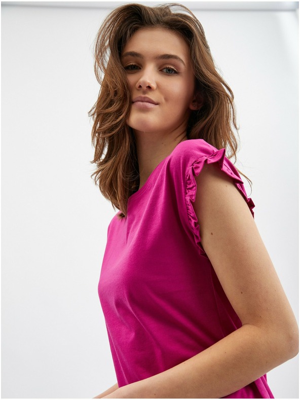 Orsay ORSAY sötétrózsaszín fodros női póló