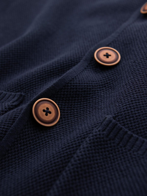 Ombre Clothing Sötétkék férfi kardigán zsebekkel Ombre ruházat