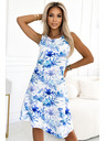 numoco VICTORIA Fehér trapéz mintás ruha - kék minta