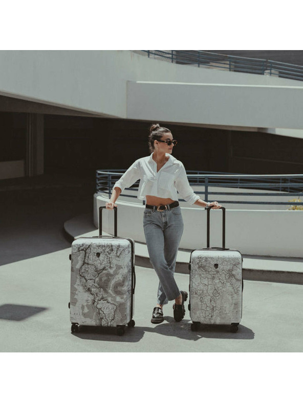 Heys Fekete-fehér mintás utazótáska Heys Journey 3G M Fekete-fehér Térkép