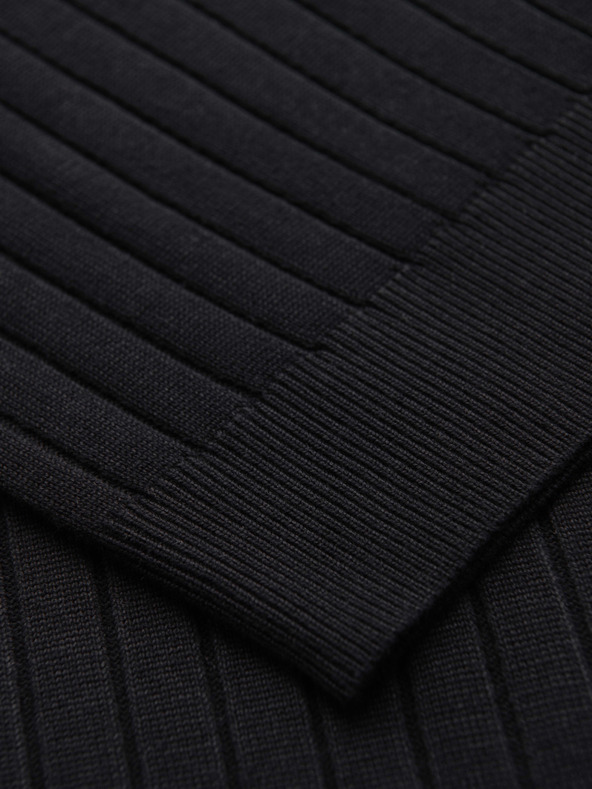 Ombre Clothing Férfi SLIM FIT polópóló viszközből függőleges csíkokkal - fekete V1 OM-POSS-0169 Ombre Clothing