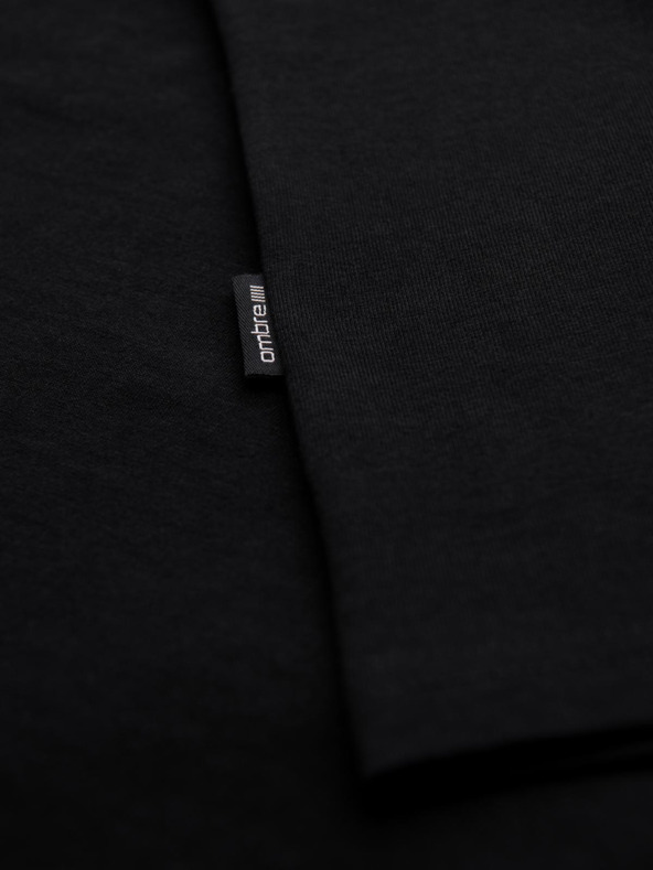 Ombre Clothing Férfi pamut BASIC pólók V-nyakkivágással - 3x fekete V9 OM-TSBS-0281 (3x BLACK) Ombre Clothing