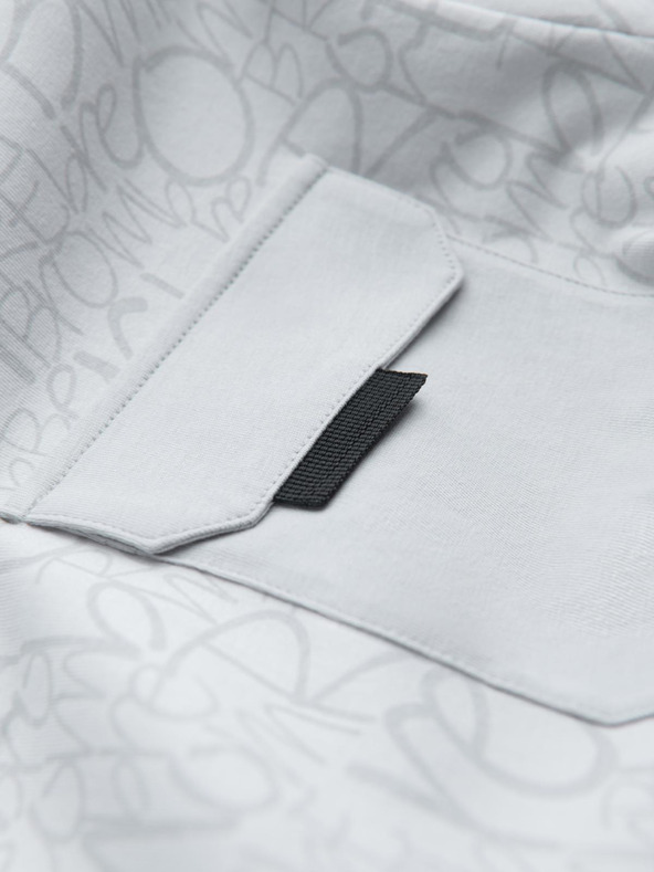 Ombre Clothing Férfi pamut póló nyomott betűkkel és zsebbal - fehér-szürke V3 S2042 Ombre Clothing