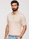 Ombre Clothing Férfi pólóing SLIM FIT viszkózból függőleges csíkokkal - bézs V2 OM-POSS-0169 Ombre Clothing