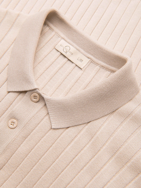 Ombre Clothing Férfi pólóing SLIM FIT viszkózból függőleges csíkokkal - bézs V2 OM-POSS-0169 Ombre Clothing